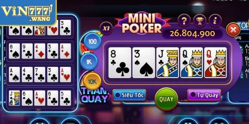 Kinh nghiệm quay game Mini Poker dễ thắng lớn